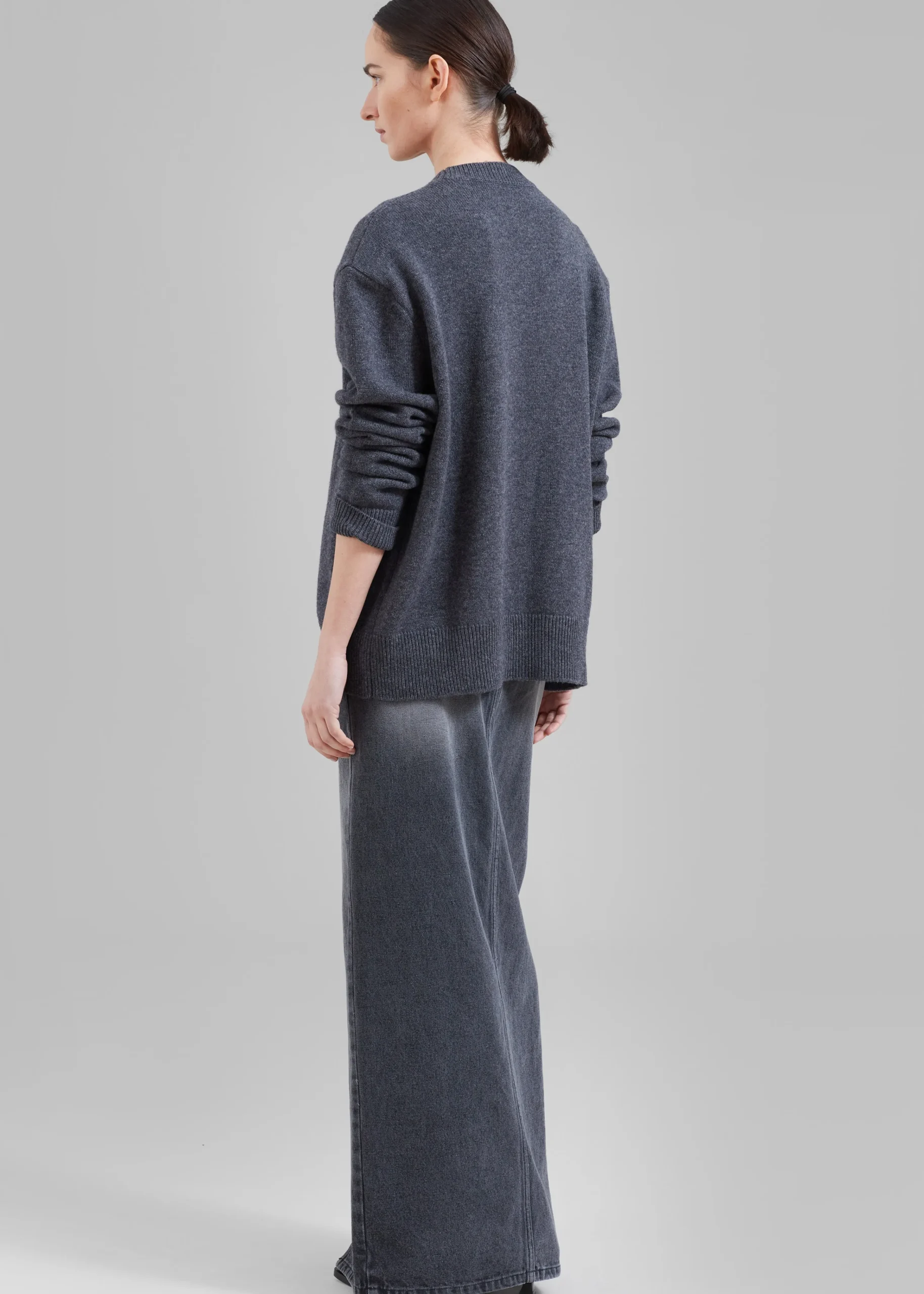 The Frankie Shop Texas Denim Pencil Skirt Dark Grey Outlet