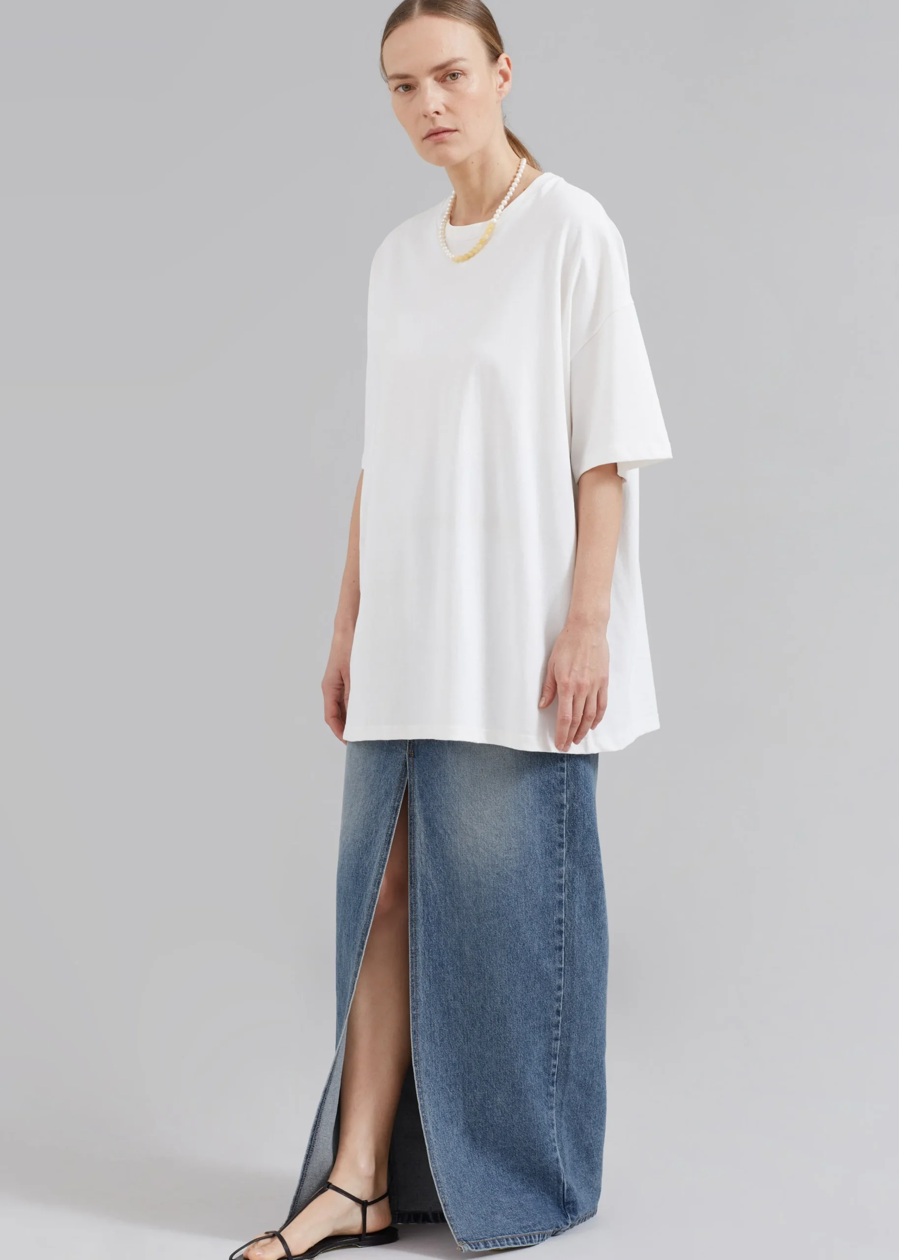 The Frankie Shop Texas Denim Pencil Skirt Medium Wash Outlet