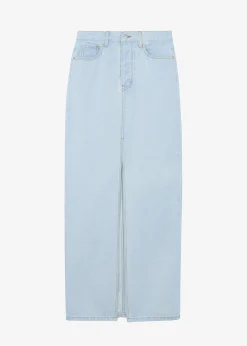 The Frankie Shop Texas Denim Pencil Skirt Bleached Wash Clearance