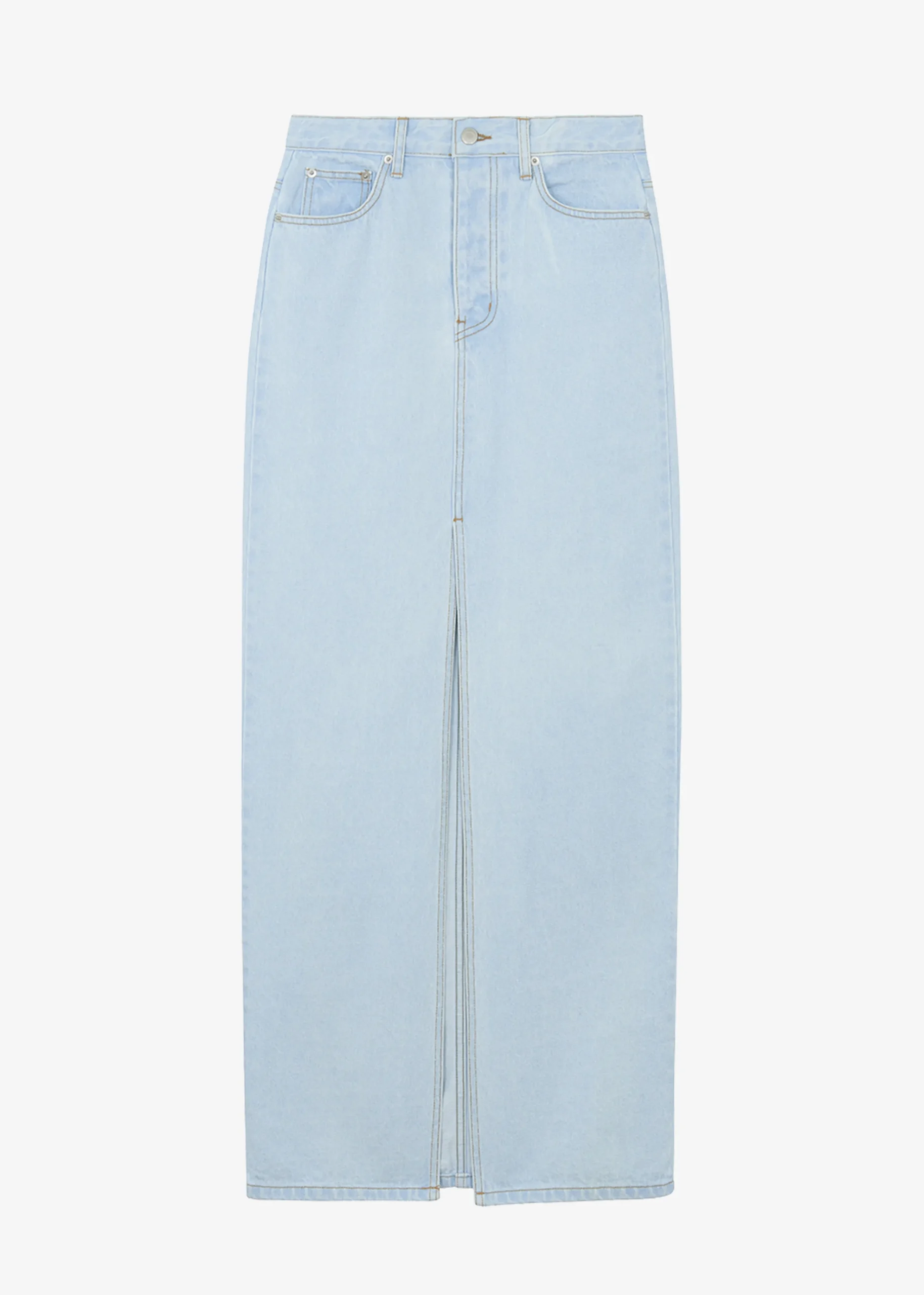 The Frankie Shop Texas Denim Pencil Skirt Bleached Wash Clearance