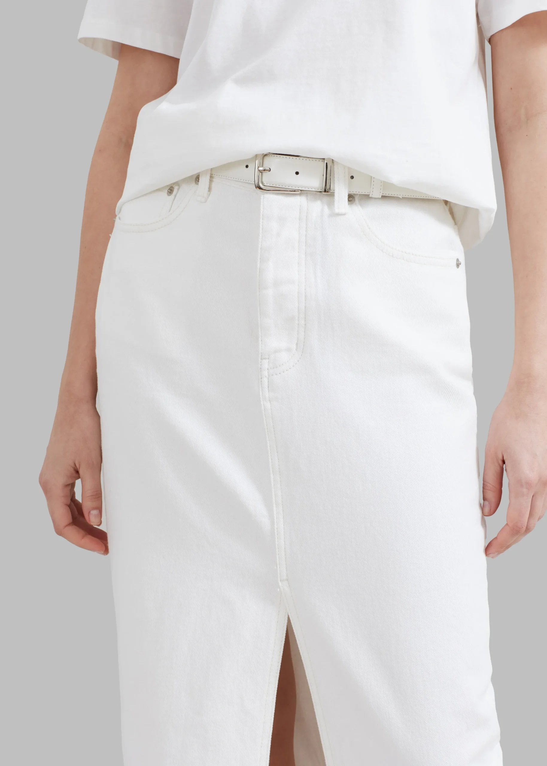 The Frankie Shop Texas Denim Pencil Skirt Off White Best