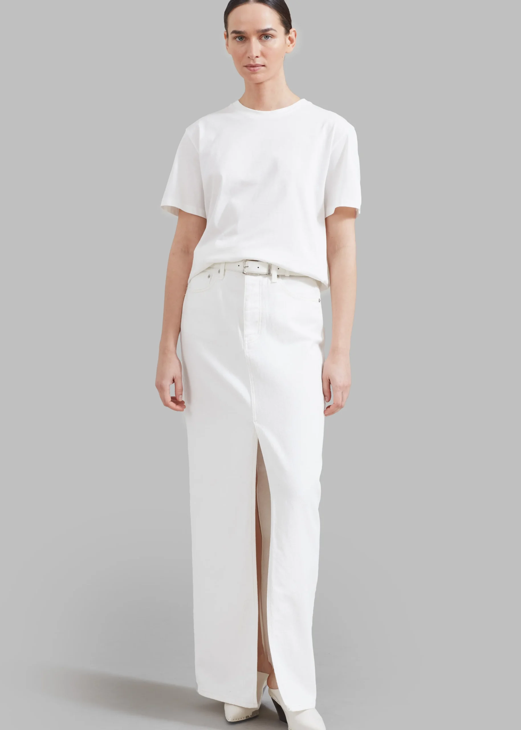 The Frankie Shop Texas Denim Pencil Skirt Off White Best