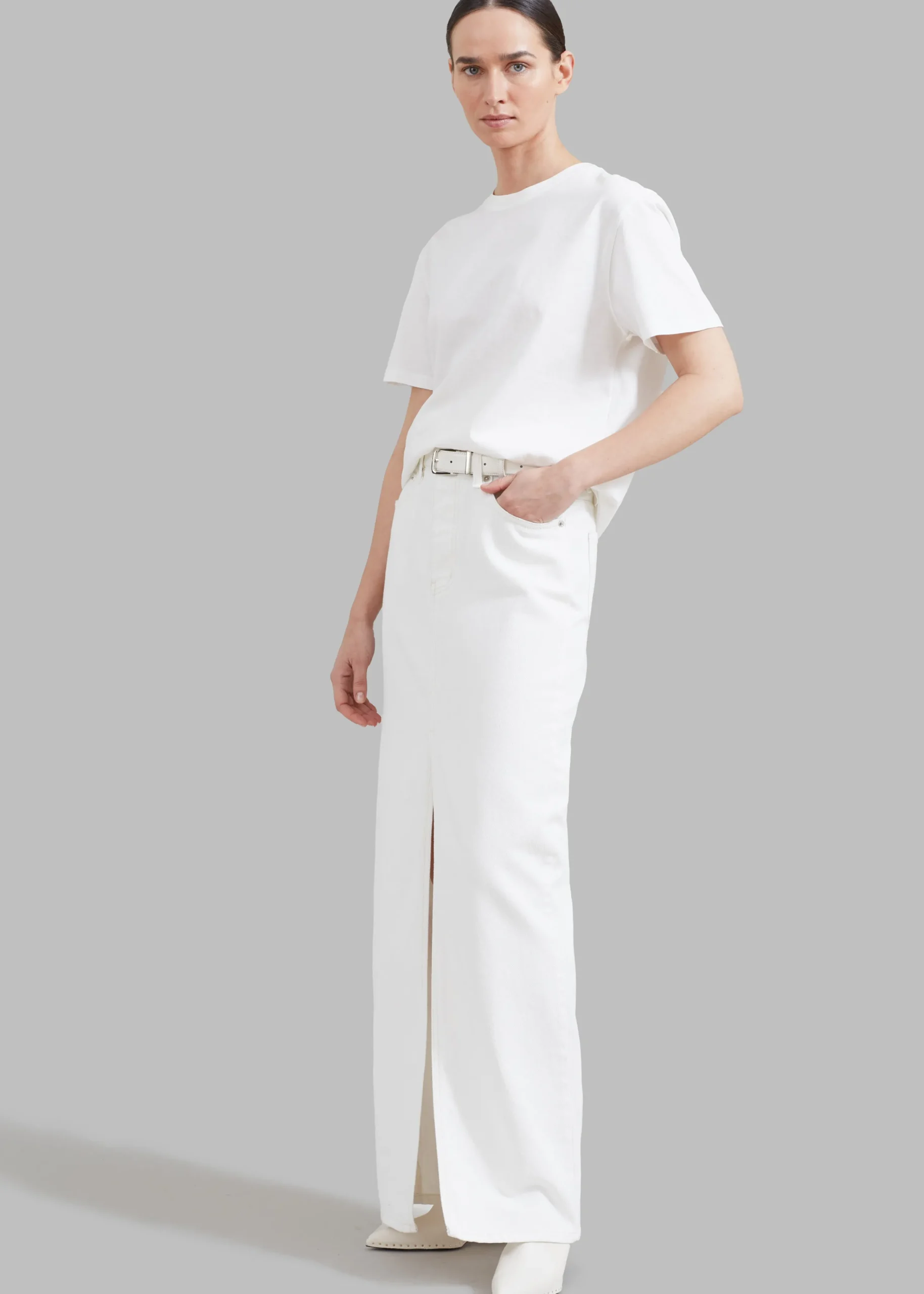 The Frankie Shop Texas Denim Pencil Skirt Off White Best