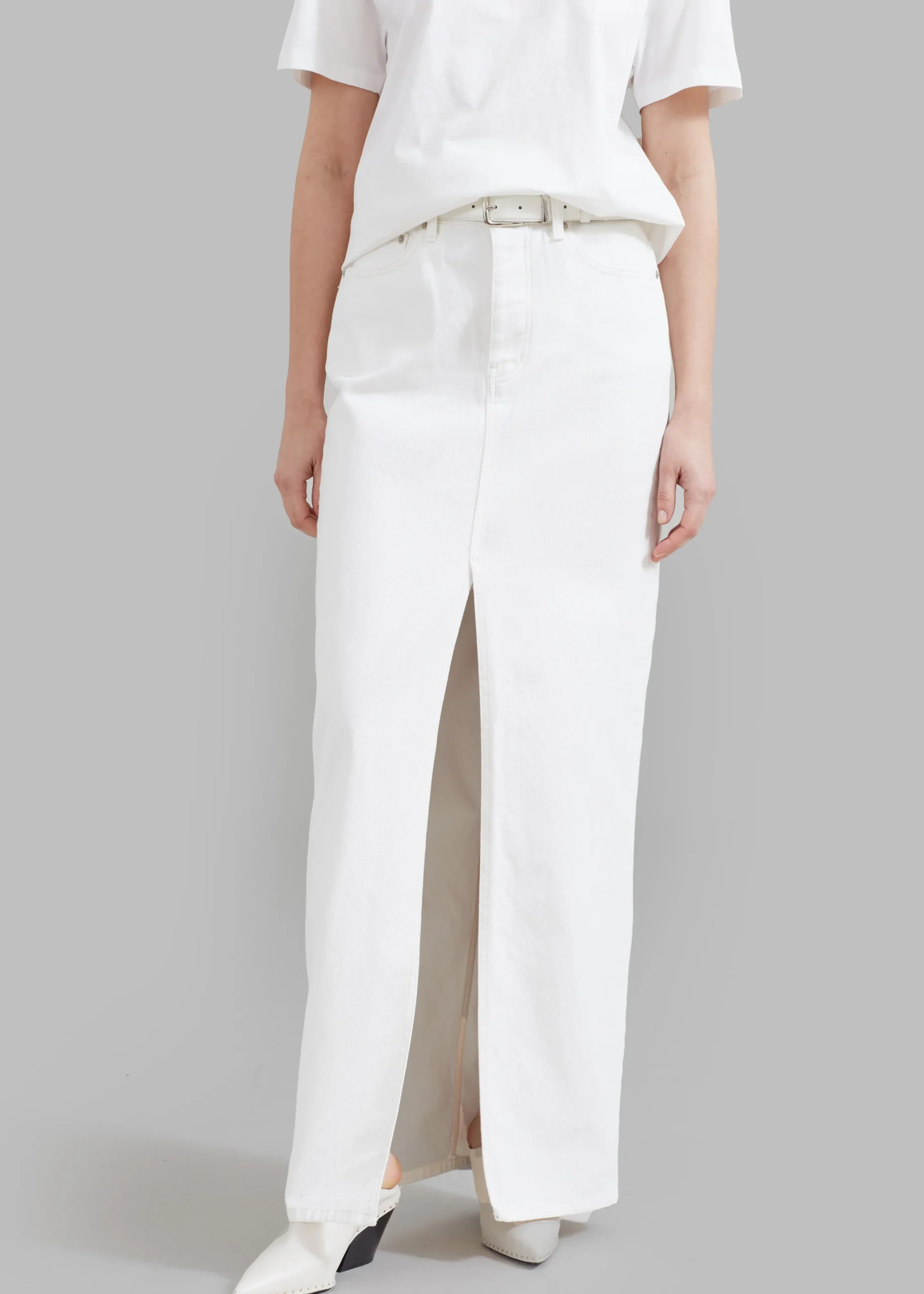 The Frankie Shop Texas Denim Pencil Skirt Off White Best