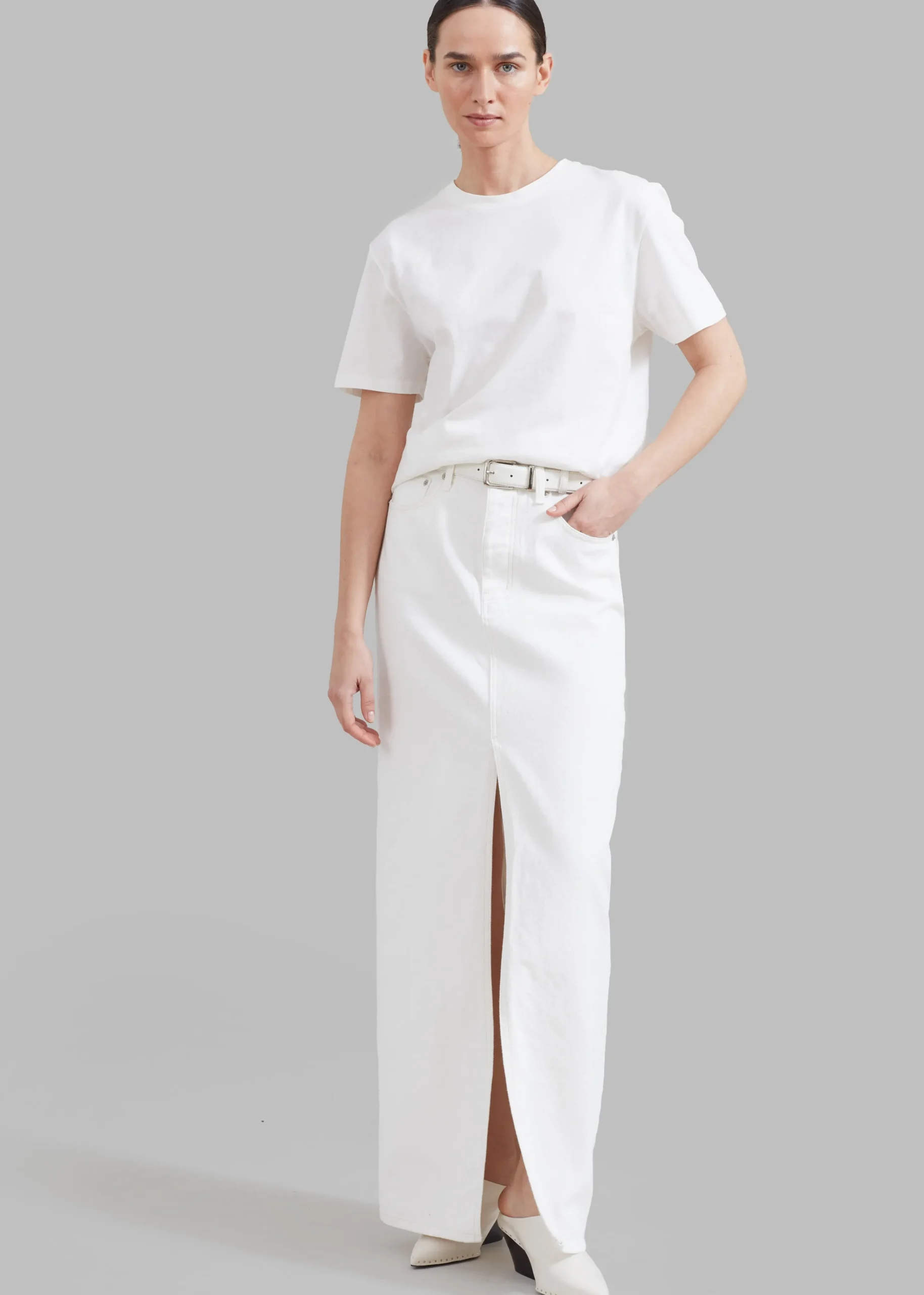 The Frankie Shop Texas Denim Pencil Skirt Off White Best