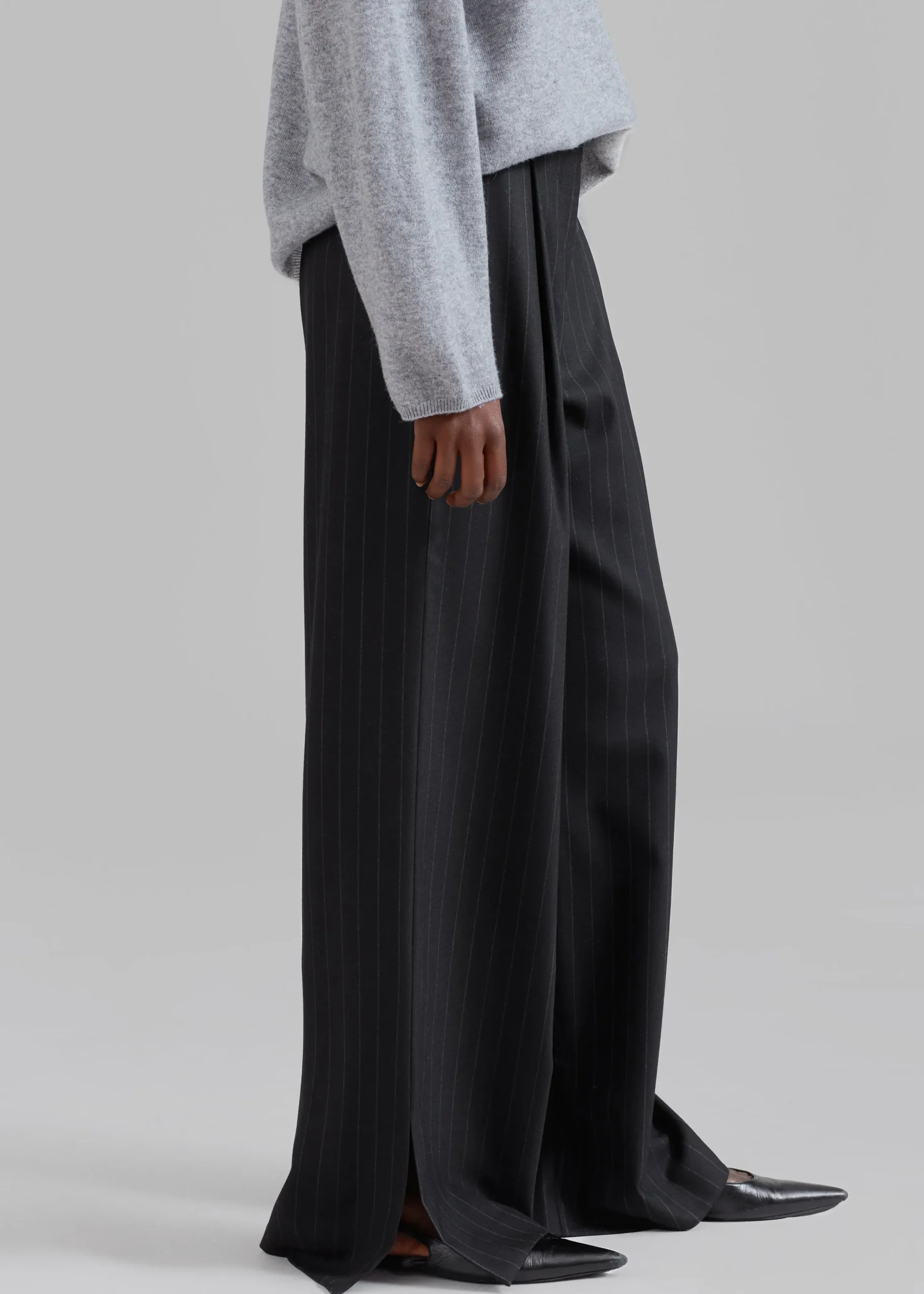 The Frankie Shop The Garment Chicago Pants Black Pinstripe