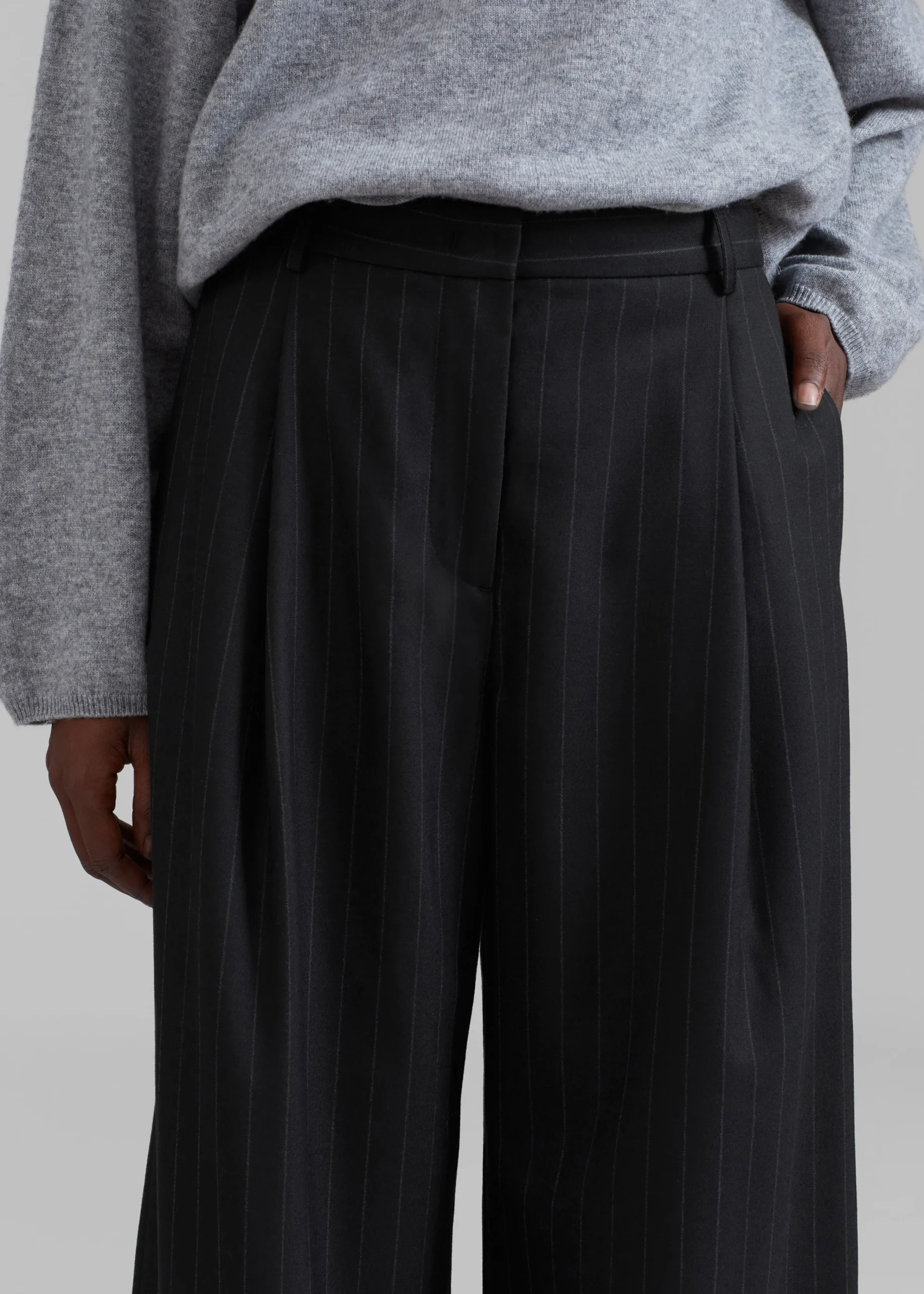 The Frankie Shop The Garment Chicago Pants Black Pinstripe