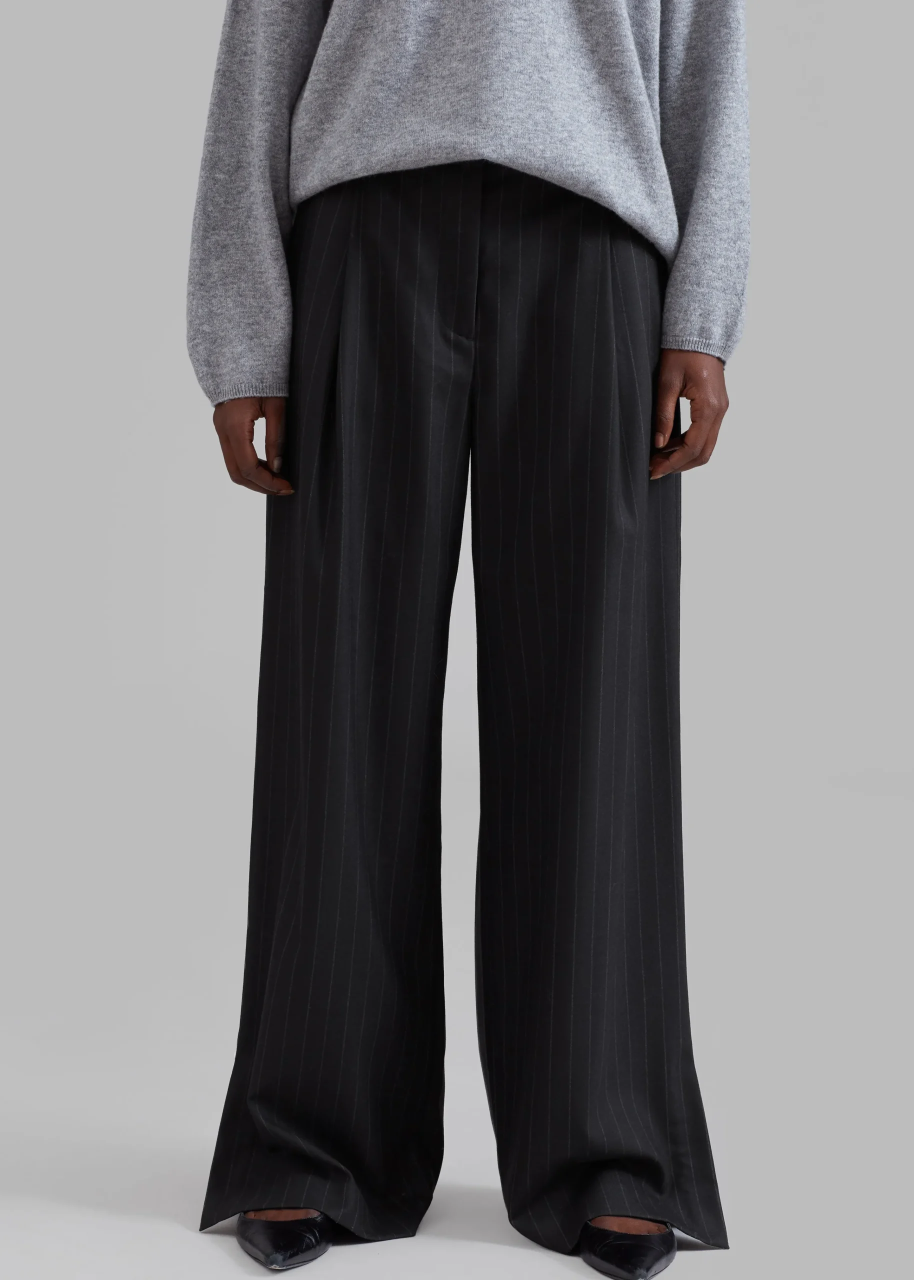 The Frankie Shop The Garment Chicago Pants Black Pinstripe