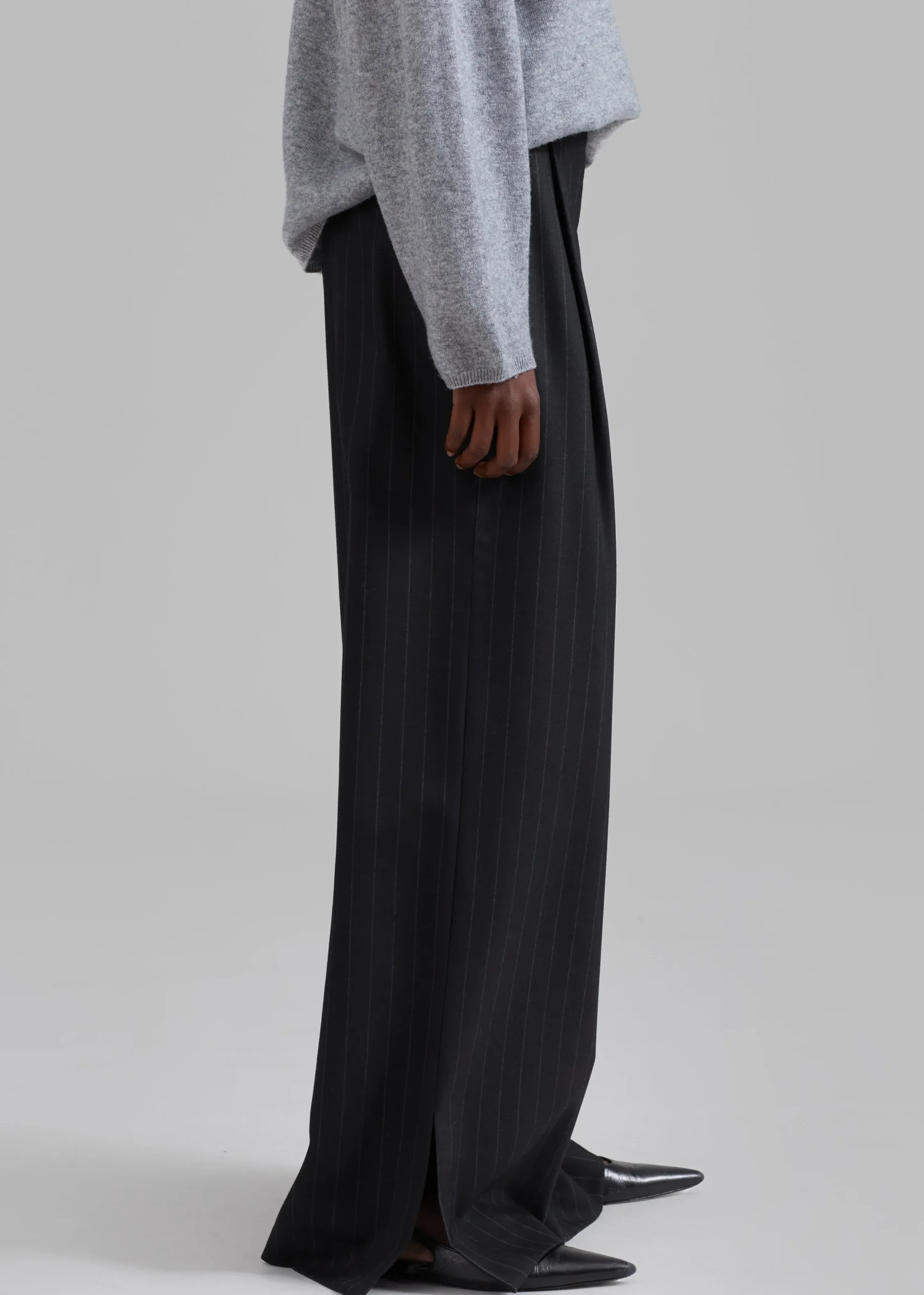 The Frankie Shop The Garment Chicago Pants Black Pinstripe