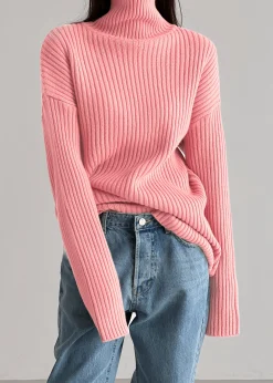 The Frankie Shop Thelma Ribbed Sweater Pink Discount
