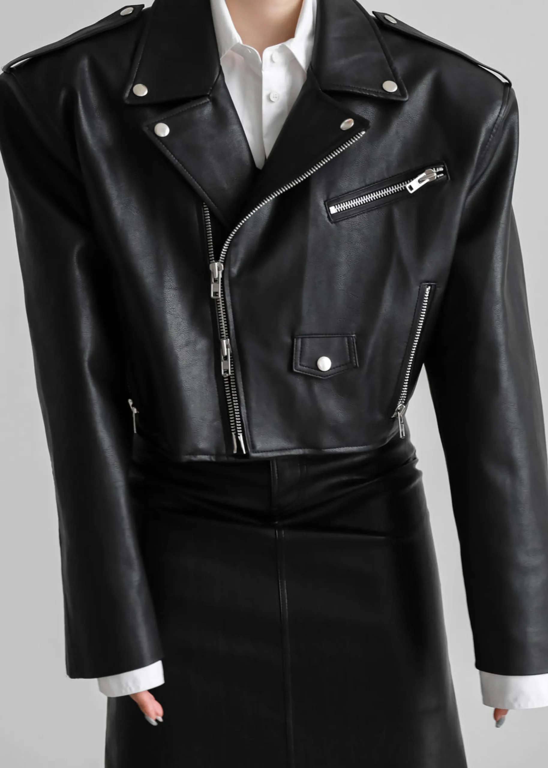 The Frankie Shop Tidus Cropped Biker Jacket Black Best