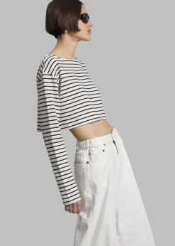 The Frankie Shop Tilla Boatneck Top Black Stripe Outlet