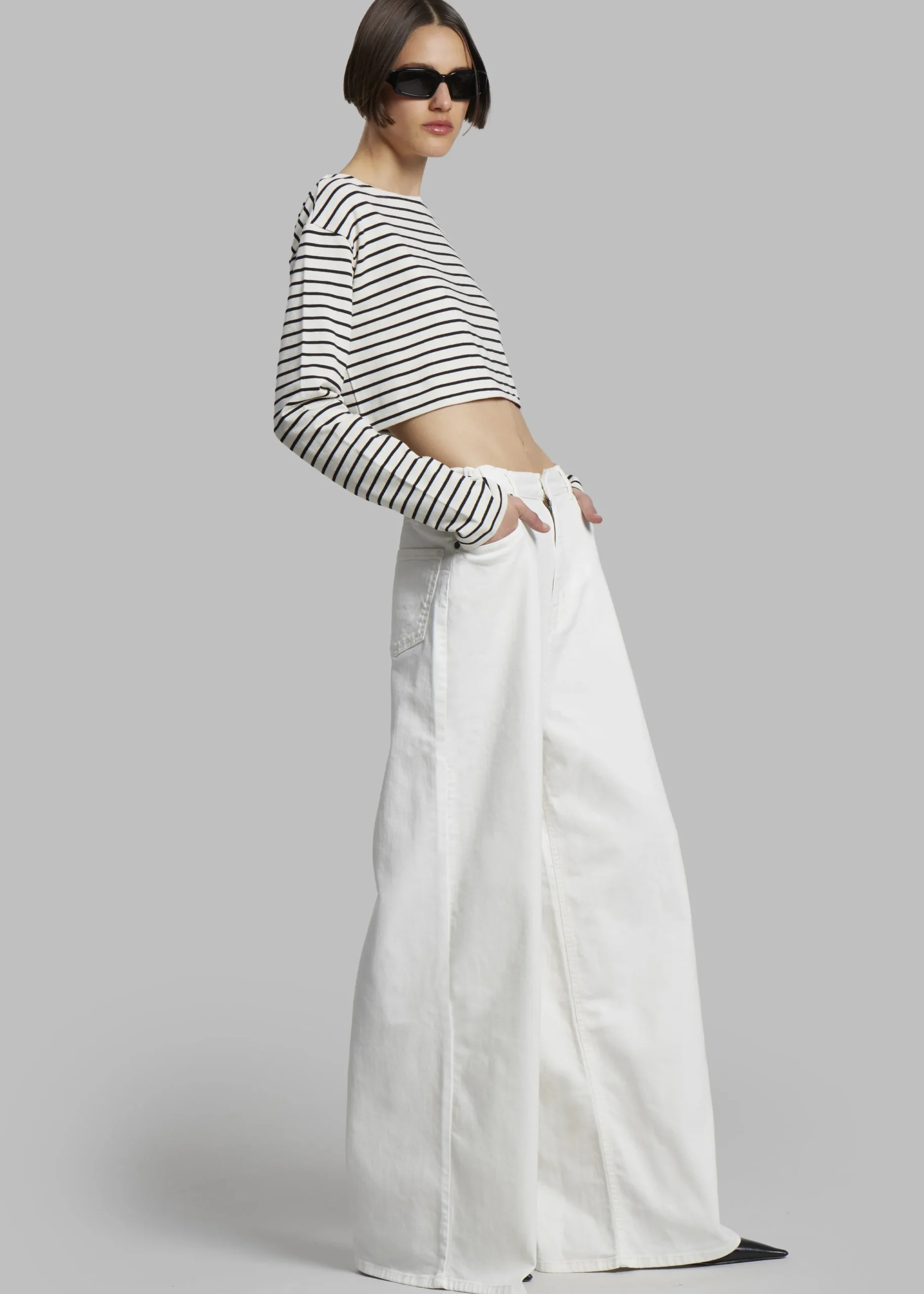 The Frankie Shop Tilla Boatneck Top Black Stripe Outlet