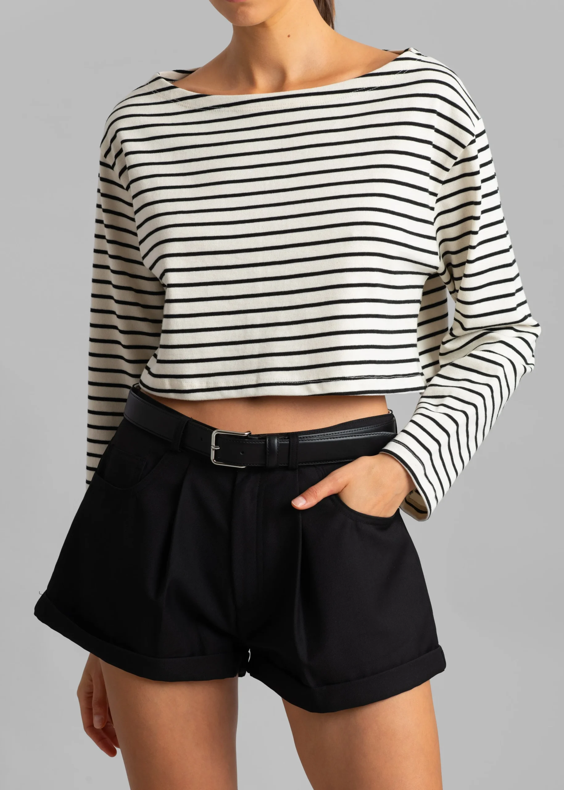 The Frankie Shop Tilla Boatneck Top Black Stripe Outlet