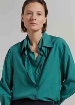 The Frankie Shop Tima Double Layer Shirt Deep Teal