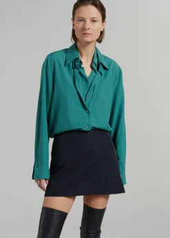 The Frankie Shop Tima Double Layer Shirt Deep Teal