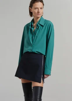 The Frankie Shop Tima Double Layer Shirt Deep Teal