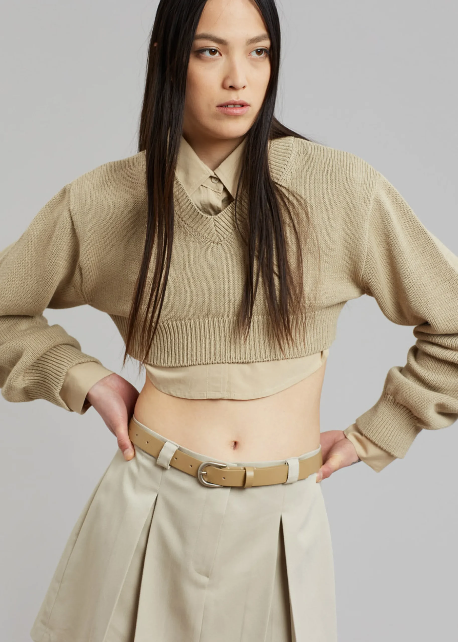 The Frankie Shop Titou Cropped Sweater Taupe Best