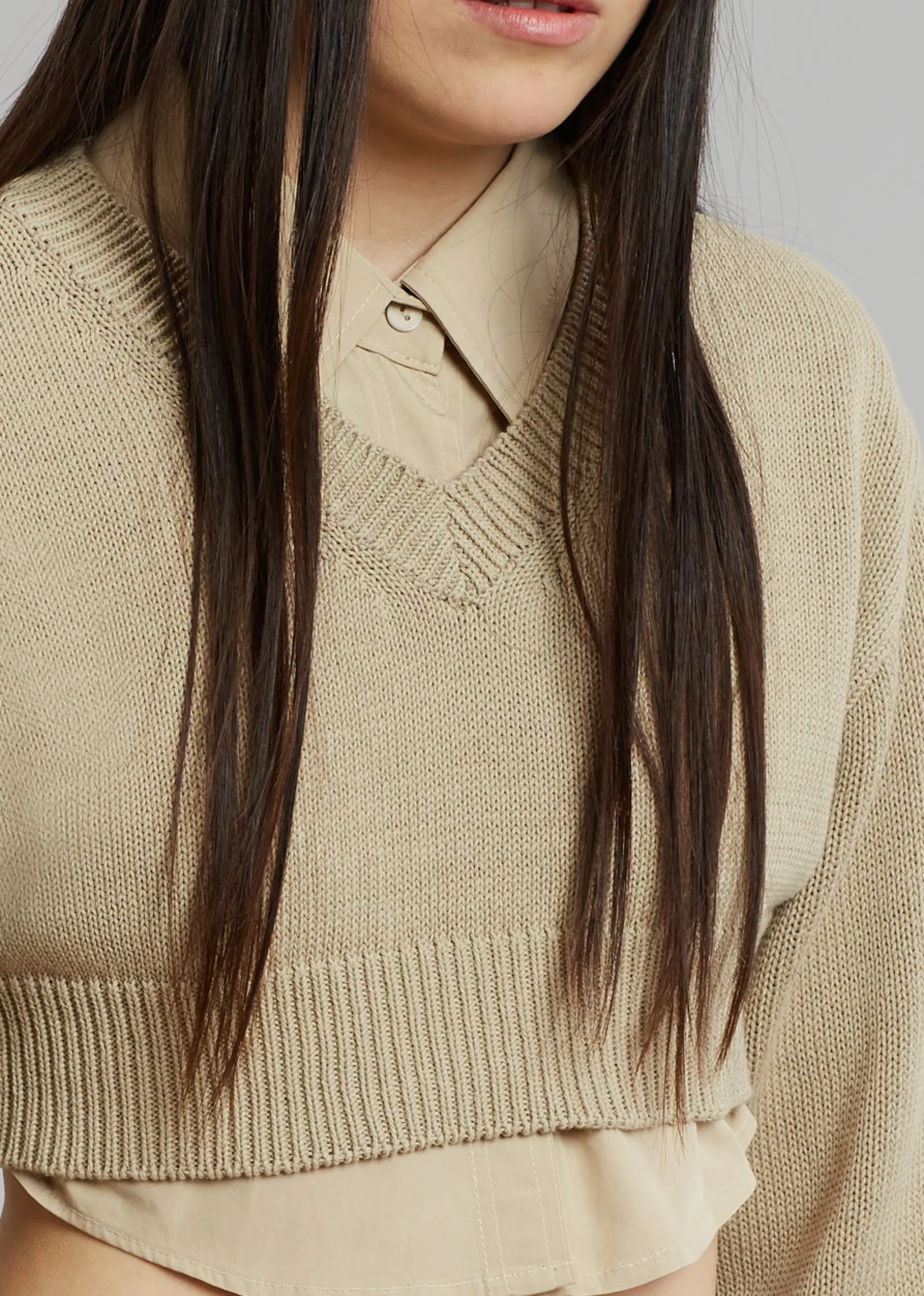 The Frankie Shop Titou Cropped Sweater Taupe Best