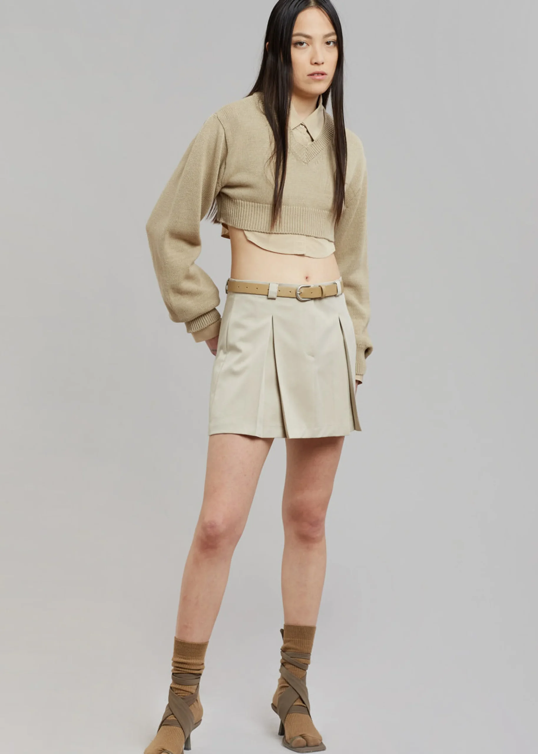 The Frankie Shop Titou Cropped Sweater Taupe Best