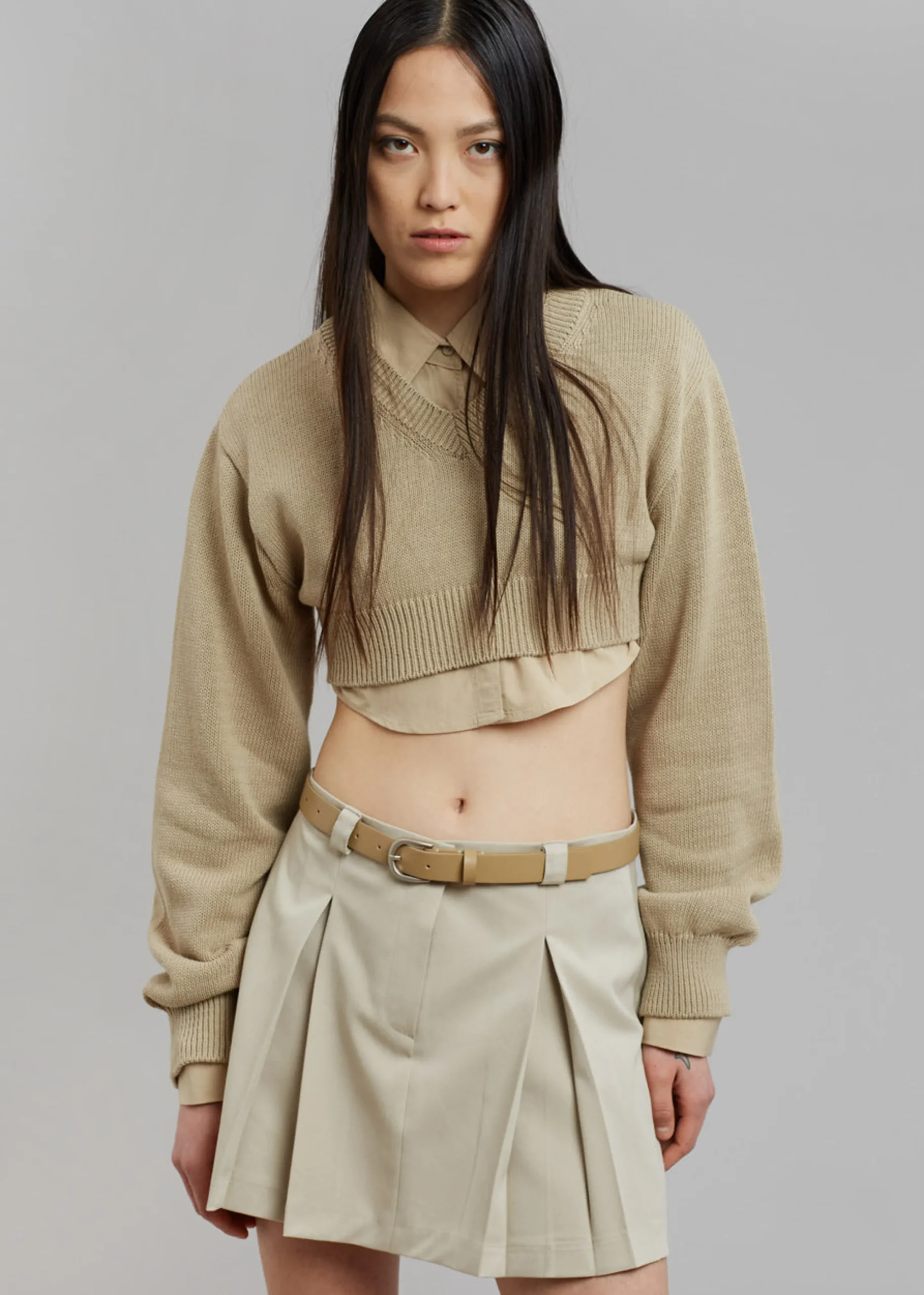 The Frankie Shop Titou Cropped Sweater Taupe Best