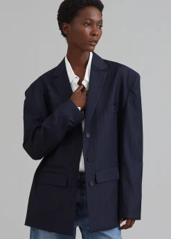 The Frankie Shop Towson Blazer Navy Pinstripe New