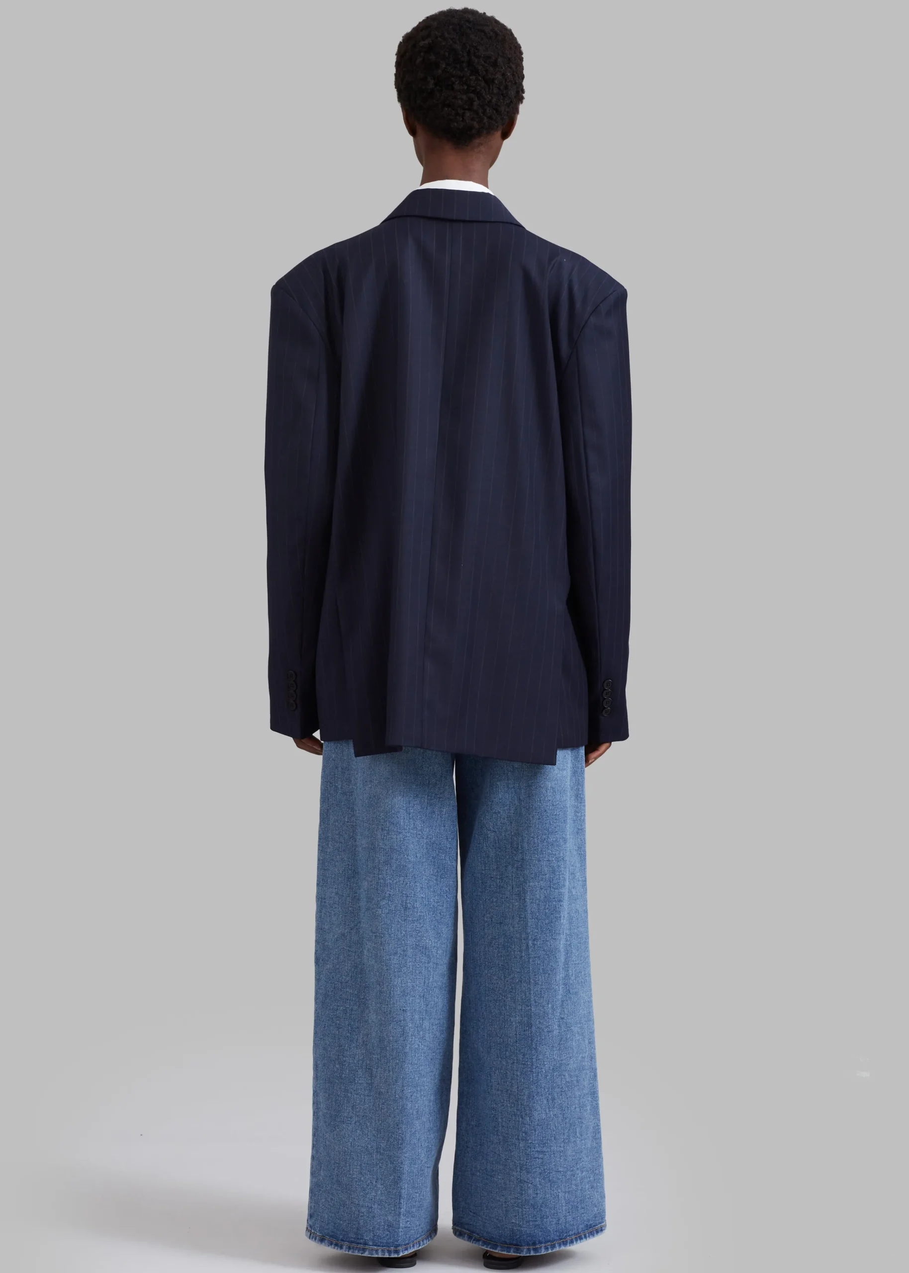 The Frankie Shop Towson Blazer Navy Pinstripe New