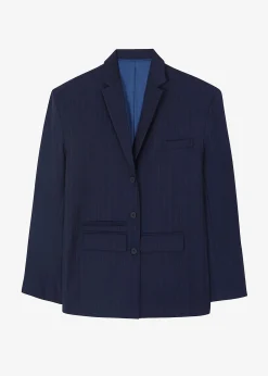 The Frankie Shop Towson Blazer Navy Pinstripe New