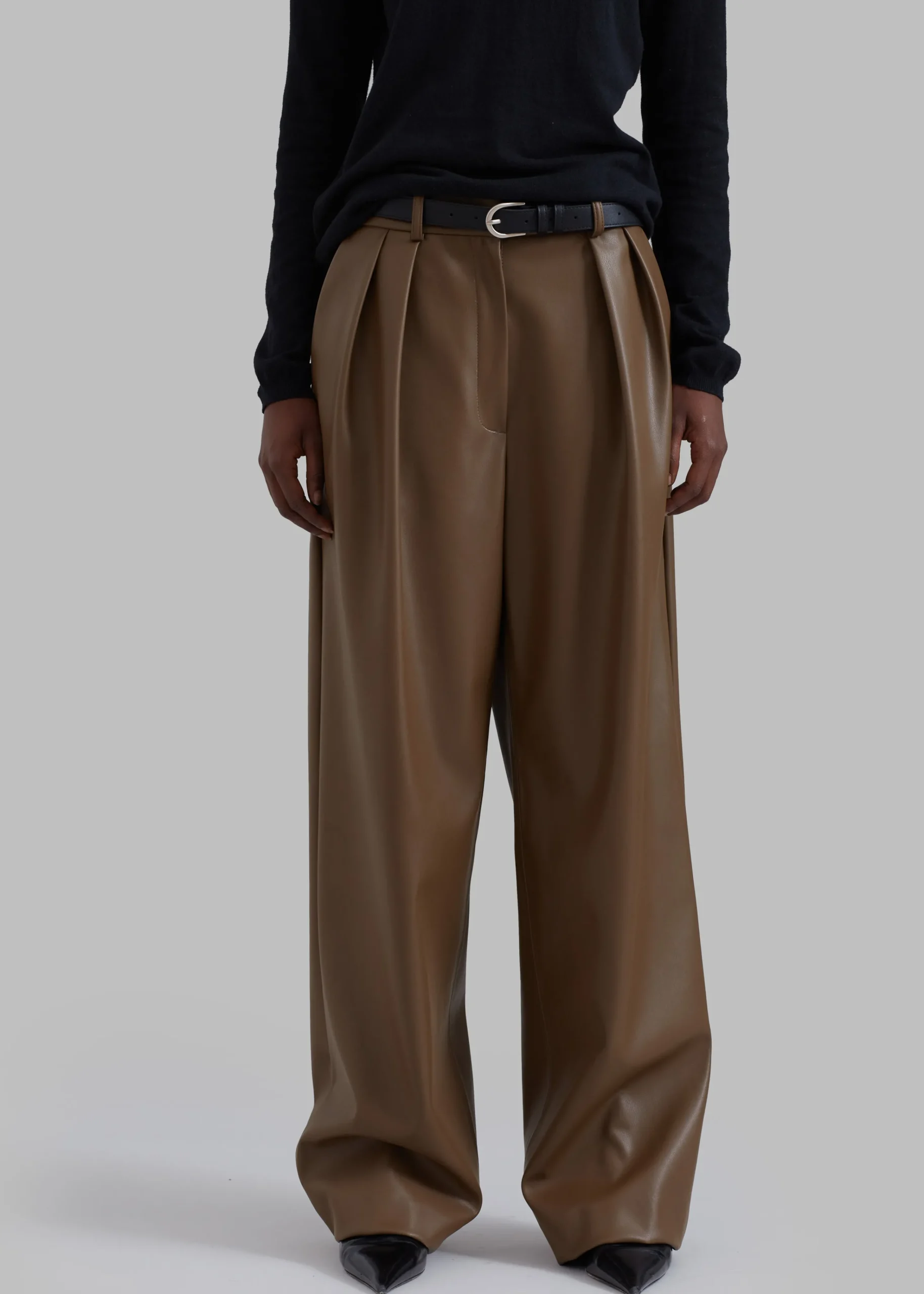 The Frankie Shop Tranton Faux Leather Pants Brown Best
