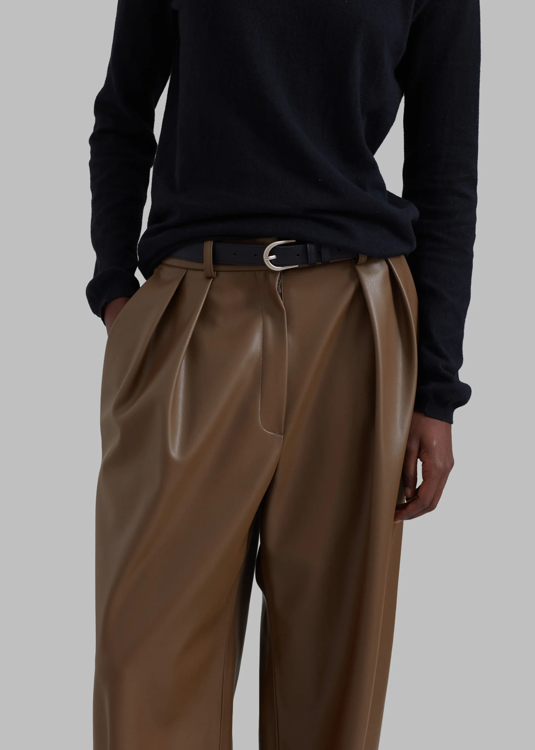 The Frankie Shop Tranton Faux Leather Pants Brown Best
