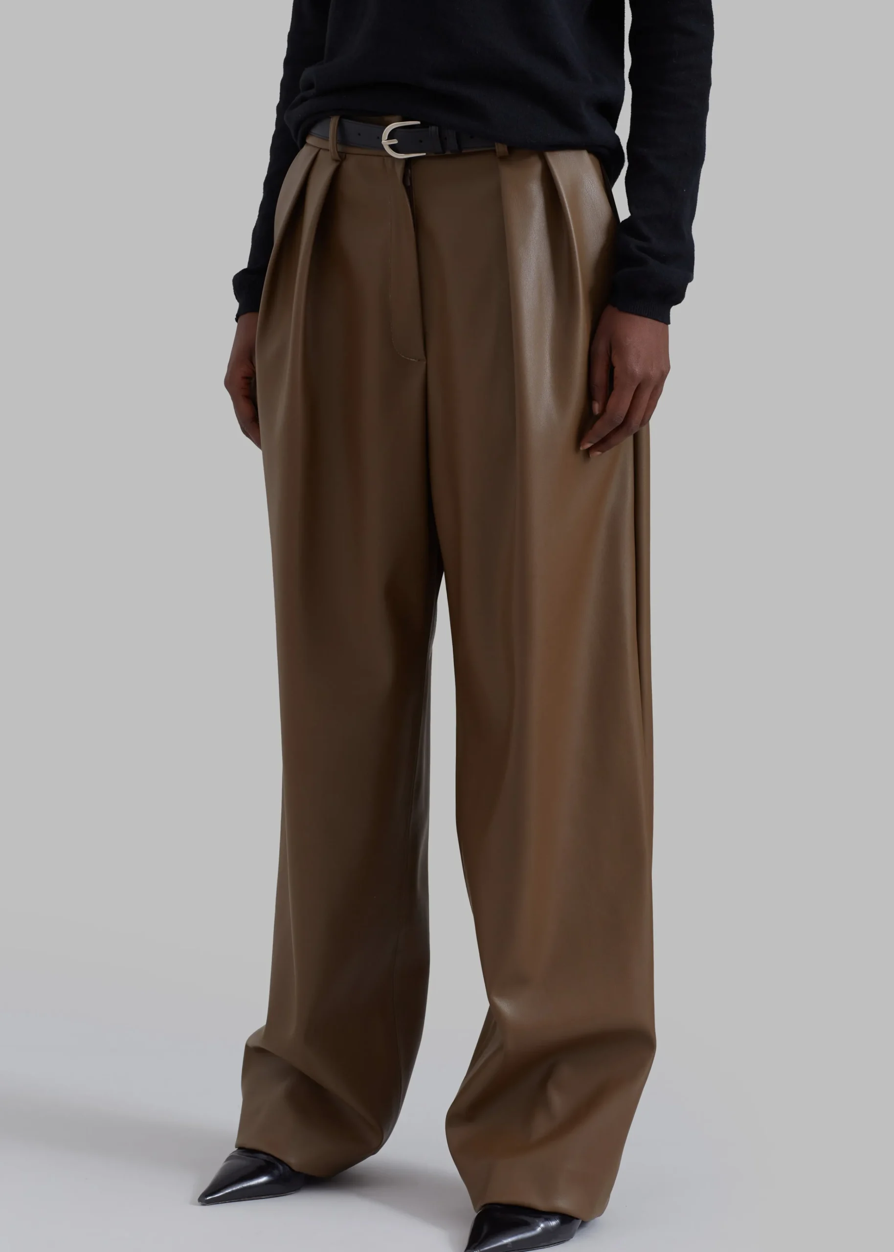 The Frankie Shop Tranton Faux Leather Pants Brown Best
