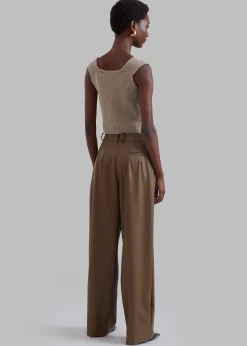 The Frankie Shop Tranton Faux Leather Pants Brown Best