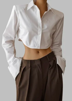 The Frankie Shop Uma Cropped Shirt White Online