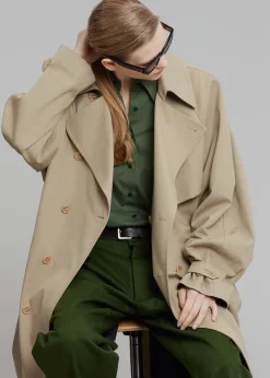 The Frankie Shop Umi Belted Trench Coat Beige Outlet
