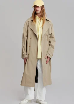 The Frankie Shop Umi Belted Trench Coat Beige Outlet