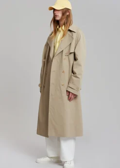 The Frankie Shop Umi Belted Trench Coat Beige Outlet
