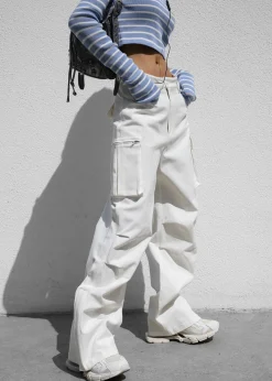 The Frankie Shop Valo Cargo Pants White Hot