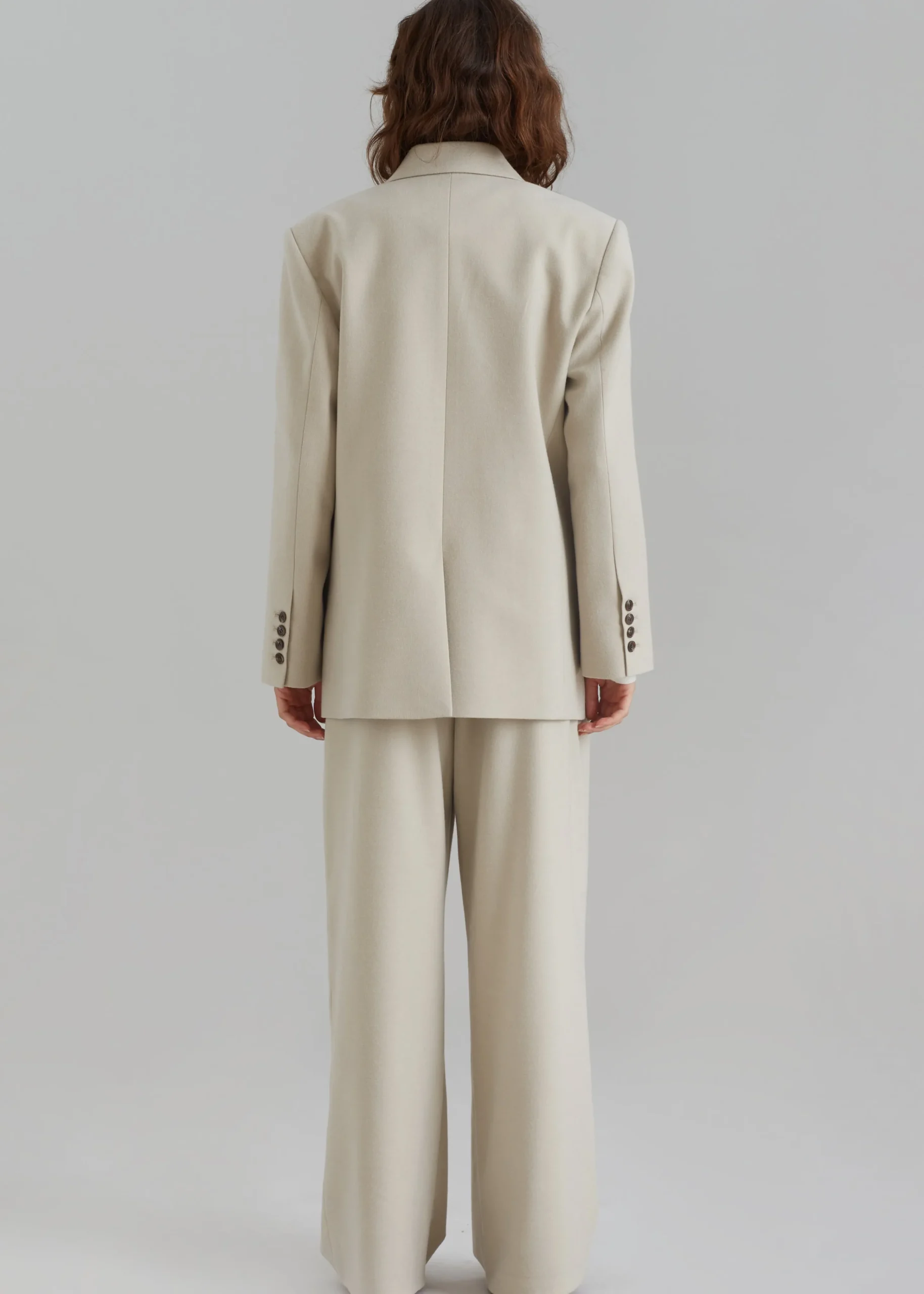The Frankie Shop Vance Double Breasted Blazer Beige Best