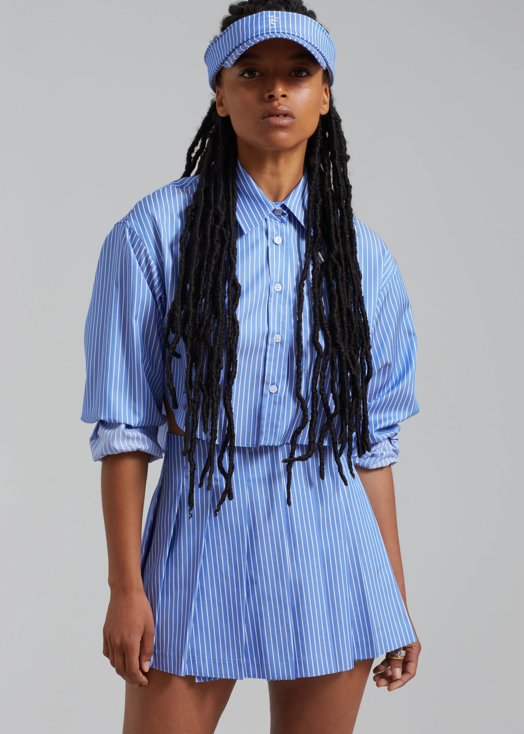 The Frankie Shop Venus Pleated Skirt White Stripe New