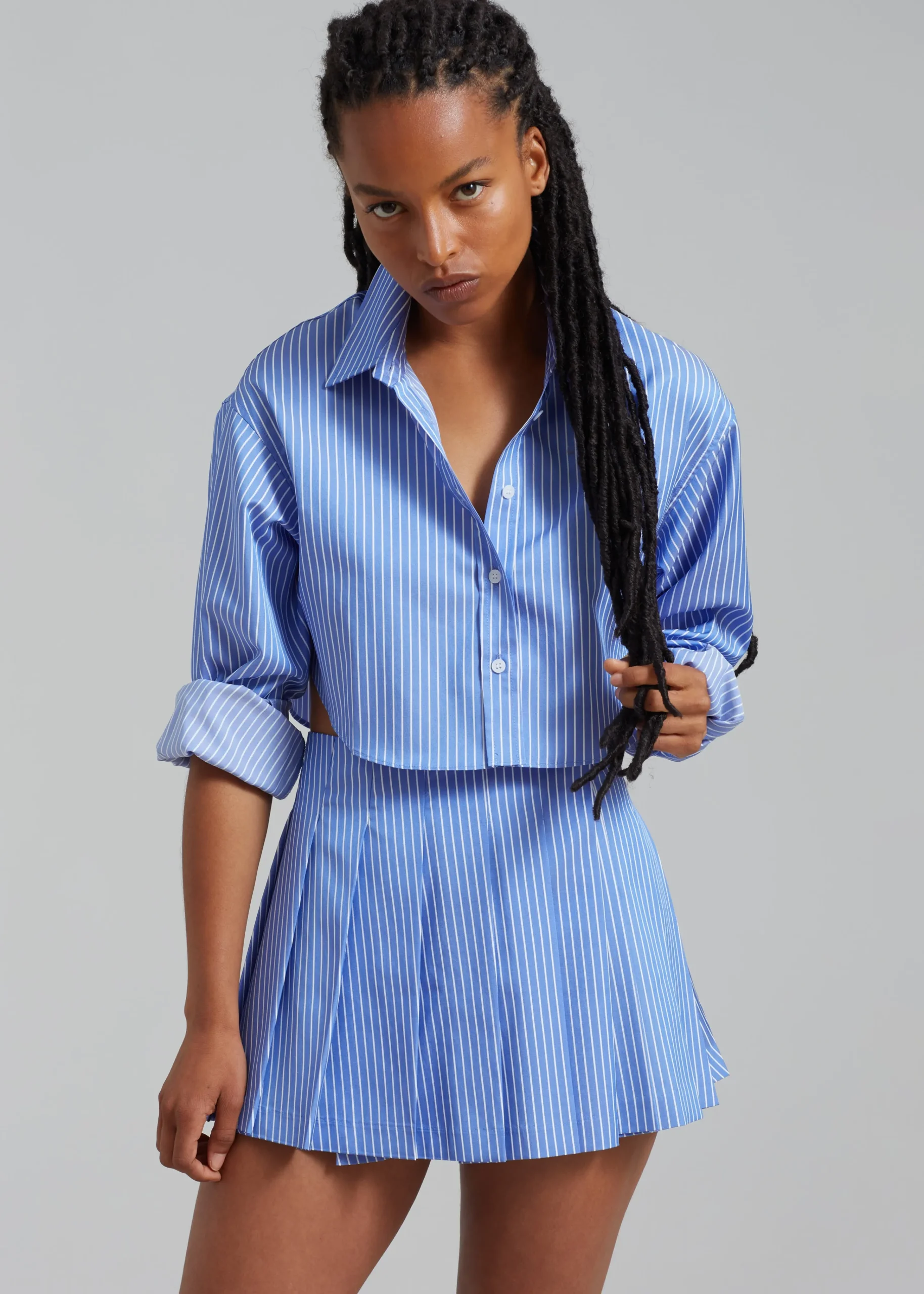 The Frankie Shop Venus Pleated Skirt White Stripe New