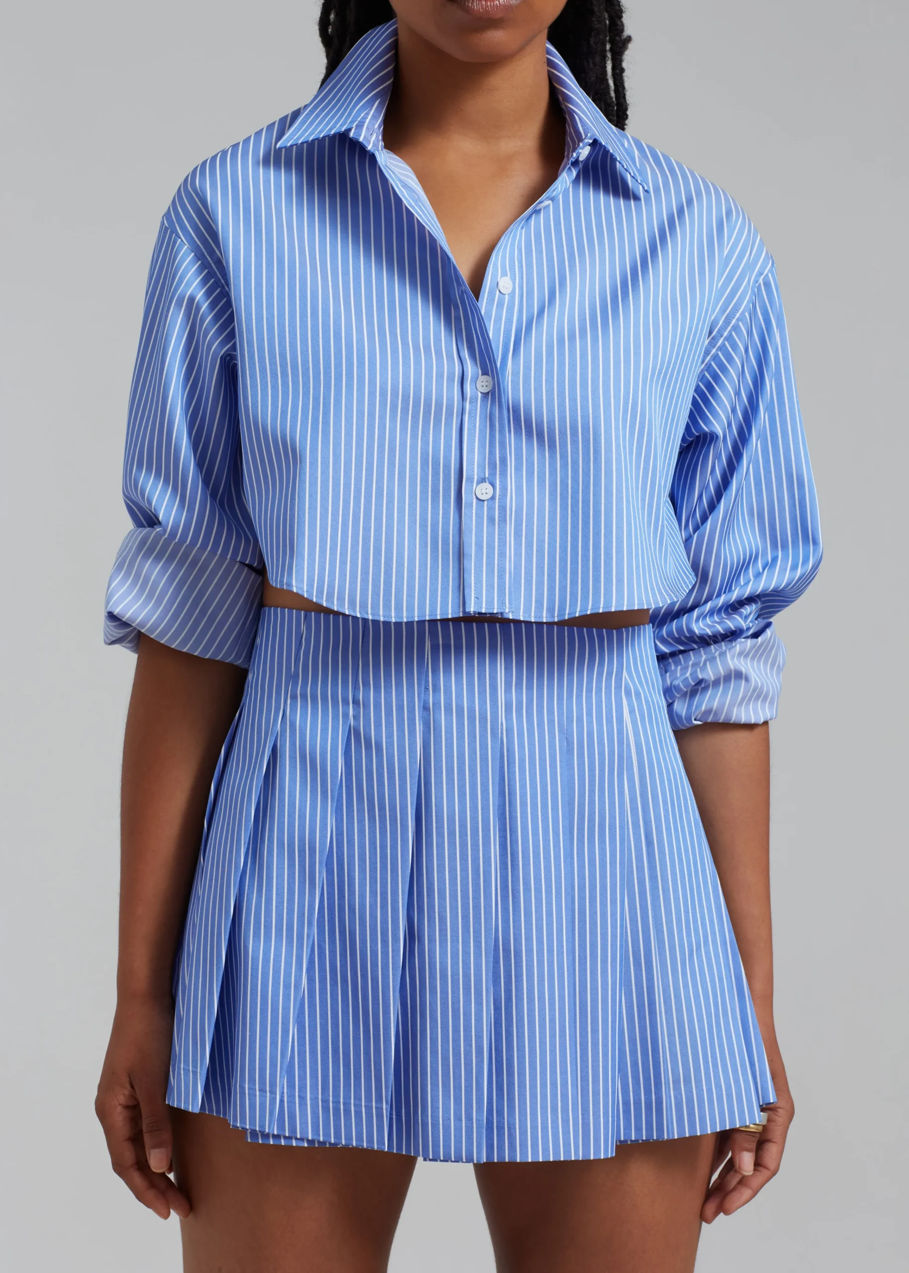 The Frankie Shop Venus Pleated Skirt White Stripe New