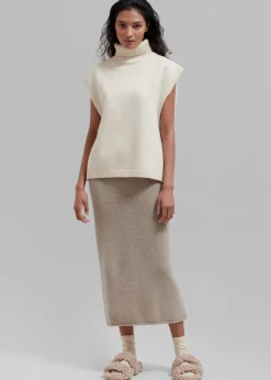The Frankie Shop Vira Sleeveless Knit Turtleneck Cream