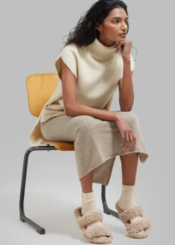 The Frankie Shop Vira Sleeveless Knit Turtleneck Cream