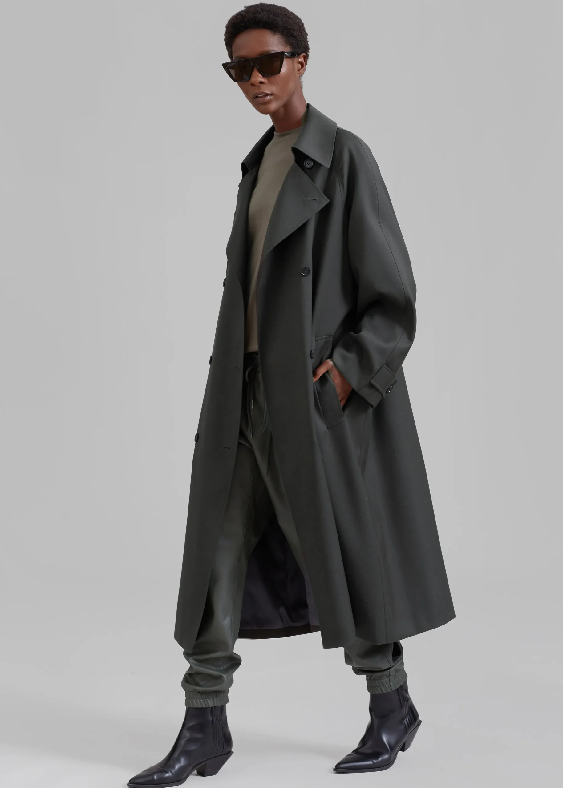 The Frankie Shop Willow Trench Coat Dark Olive Outlet