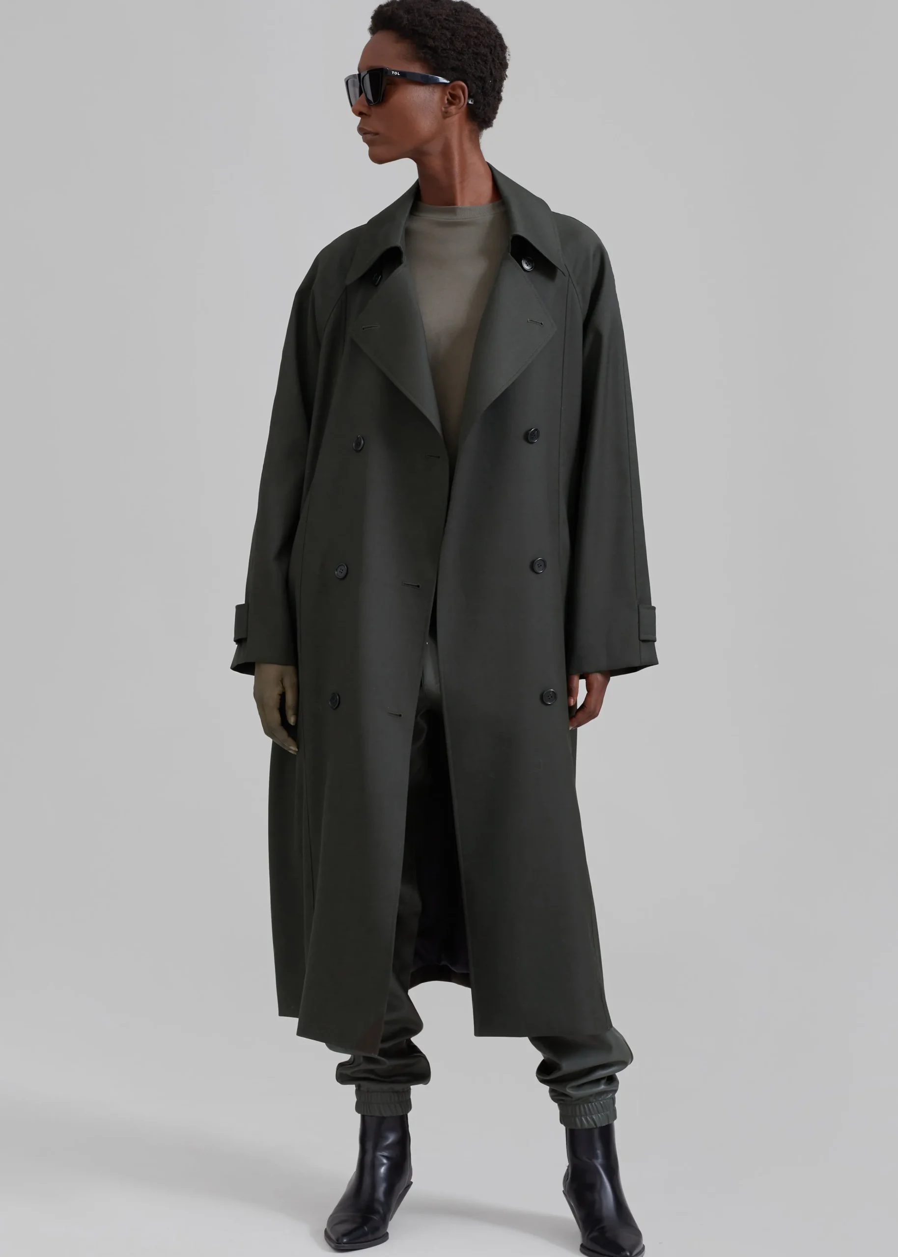 The Frankie Shop Willow Trench Coat Dark Olive Outlet