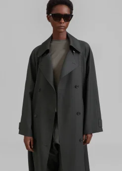 The Frankie Shop Willow Trench Coat Dark Olive Outlet