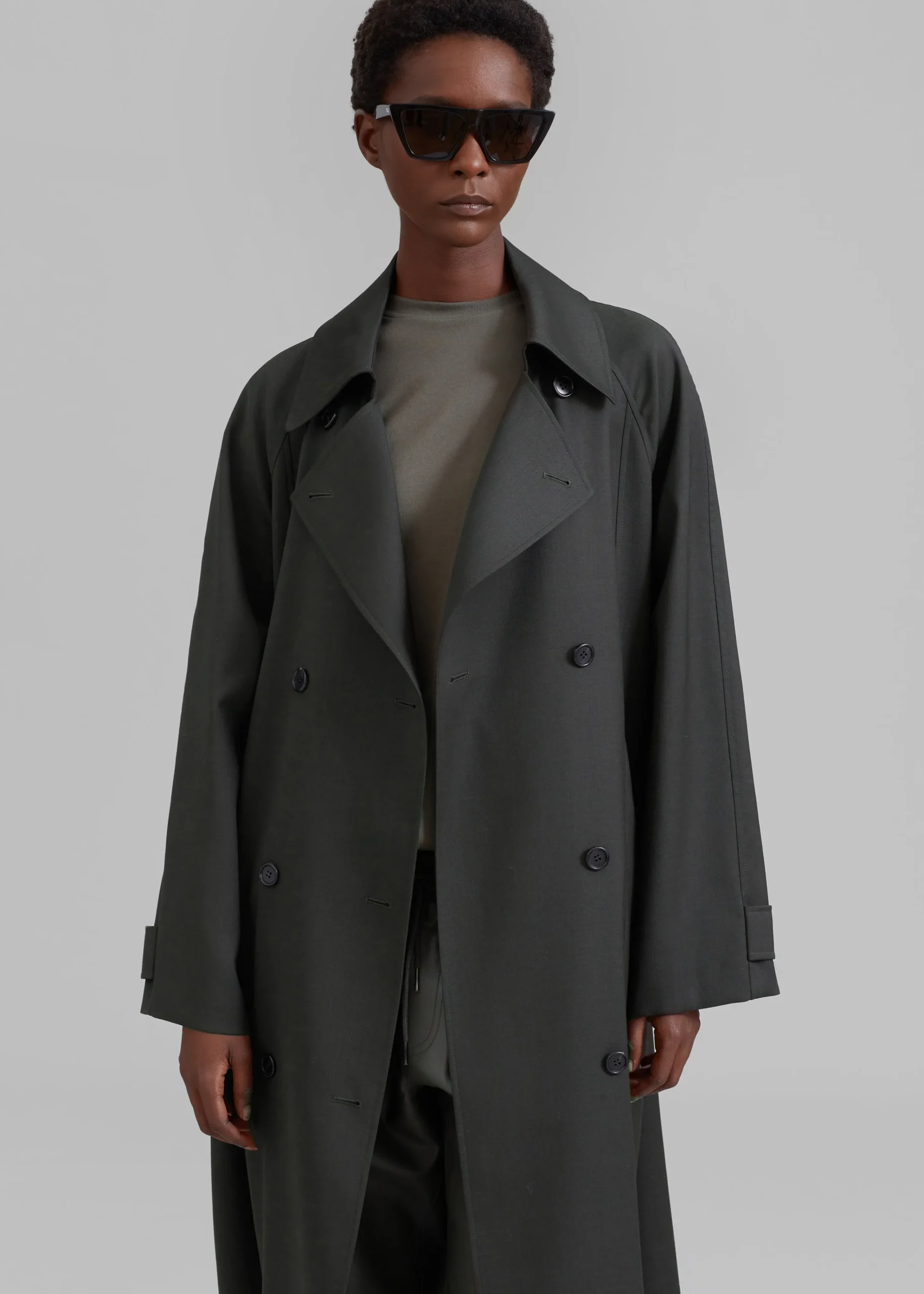 The Frankie Shop Willow Trench Coat Dark Olive Outlet