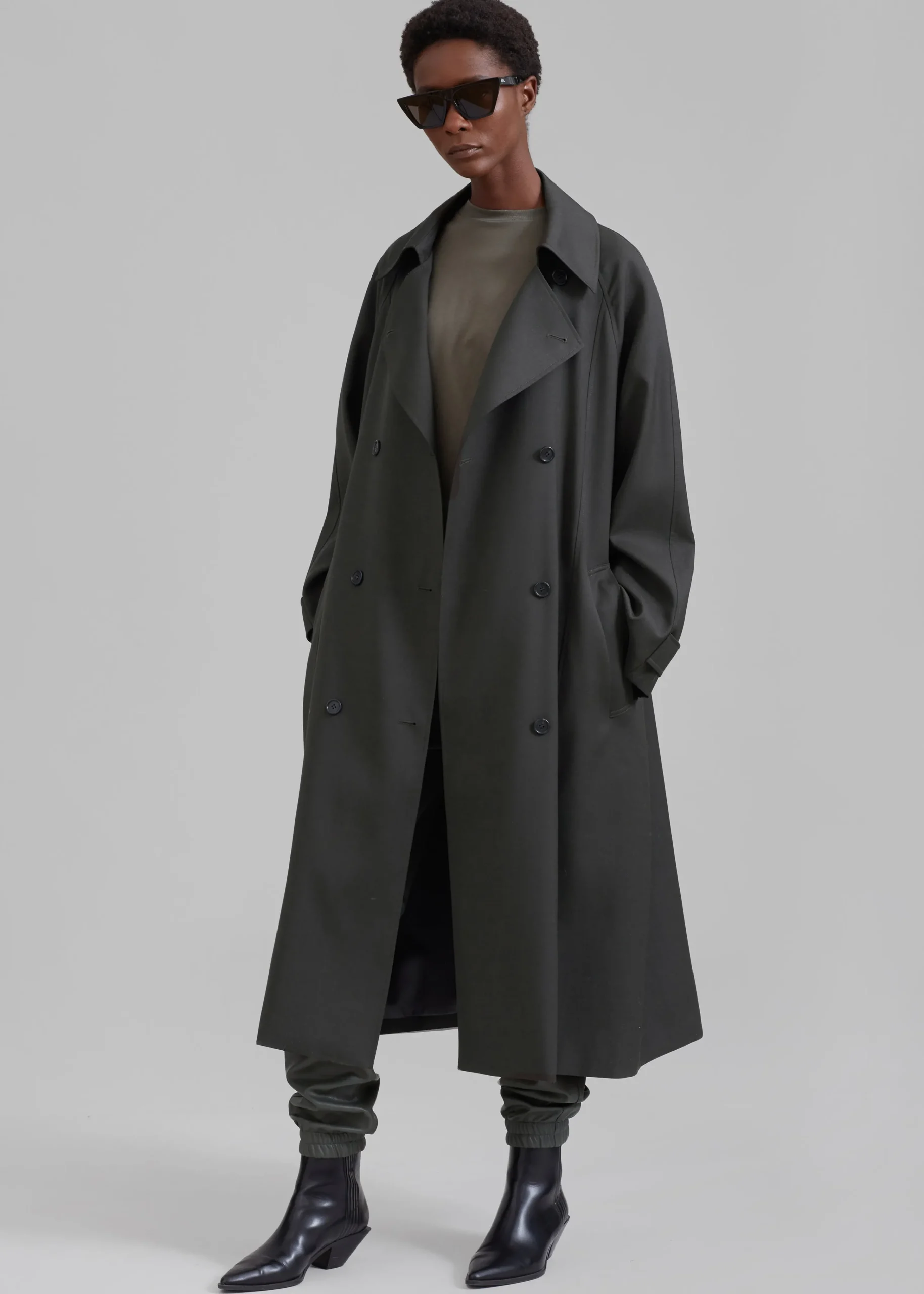 The Frankie Shop Willow Trench Coat Dark Olive Outlet