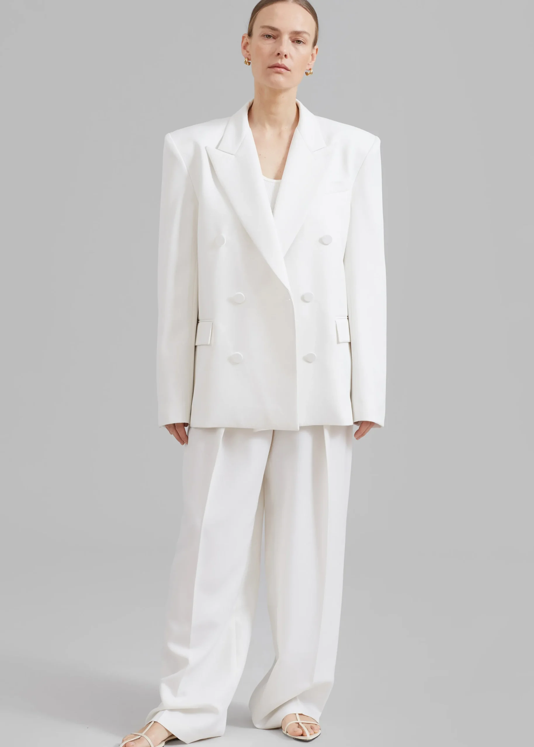 The Frankie Shop Zia Covered Buttons Blazer White Discount