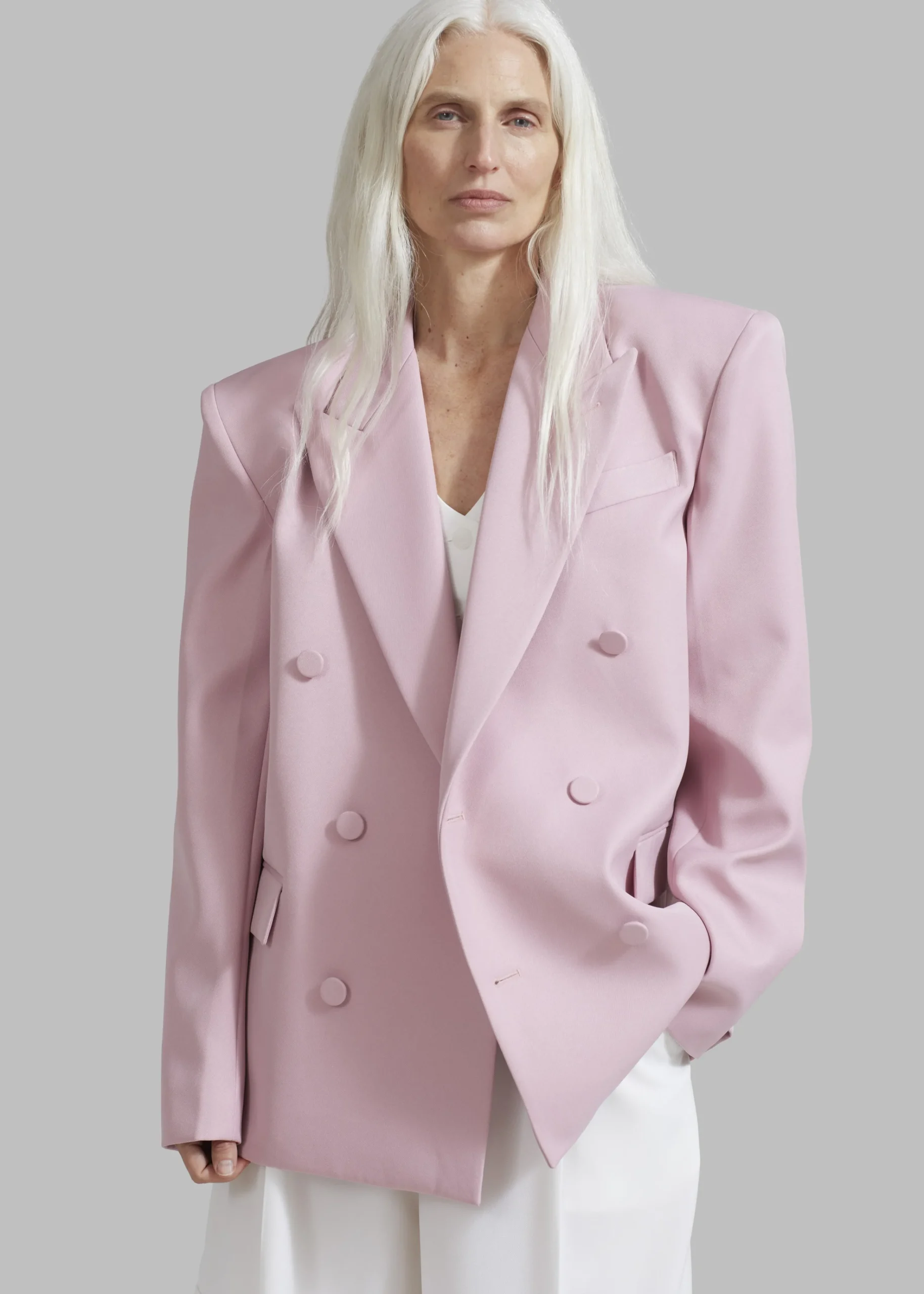 The Frankie Shop Zia Covered Buttons Blazer Pink Clearance